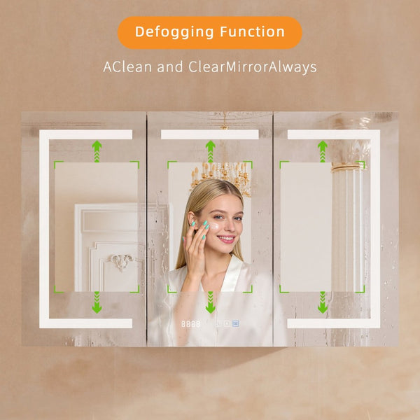 English Elm Lighted Aluminum Medicine Cabinet Smart Mirror with Anti-fog Led and Built-in Usb Outlet W5609P461329