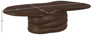 Meridian Furniture Branna Fiber Reinforced Concrete Coffee Table Art Deco Sculptural Form Indoor Outdoor Living Brown 657Brown-CT