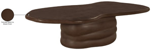 Meridian Furniture Branna Fiber Reinforced Concrete Coffee Table Art Deco Sculptural Form Indoor Outdoor Living Brown 657Brown-CT