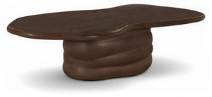 Meridian Furniture Branna Fiber Reinforced Concrete Coffee Table Art Deco Sculptural Form Indoor Outdoor Living Brown 657Brown-CT