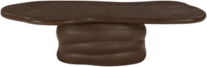 Meridian Furniture Branna Fiber Reinforced Concrete Coffee Table Art Deco Sculptural Form Indoor Outdoor Living Brown 657Brown-CT