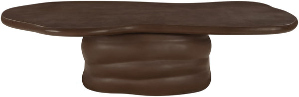 Meridian Furniture Branna Fiber Reinforced Concrete Coffee Table Art Deco Sculptural Form Indoor Outdoor Living Brown 657Brown-CT