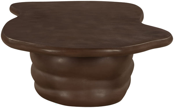 Meridian Furniture Branna Fiber Reinforced Concrete Coffee Table Art Deco Sculptural Form Indoor Outdoor Living Brown 657Brown-CT