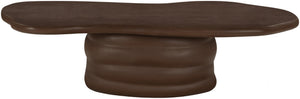 Meridian Furniture Branna Fiber Reinforced Concrete Coffee Table Art Deco Sculptural Form Indoor Outdoor Living Brown 657Brown-CT