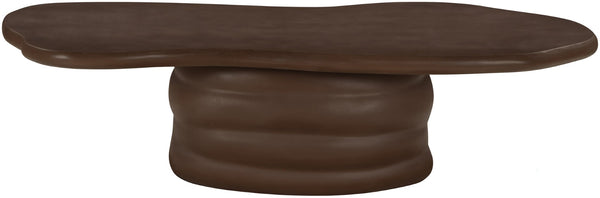 Meridian Furniture Branna Fiber Reinforced Concrete Coffee Table Art Deco Sculptural Form Indoor Outdoor Living Brown 657Brown-CT