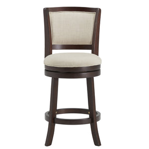 Homelegance Bentwood Swivel Counter Stool Beige Upholstered Seat Mango Wood Frame 657C1-24BL
