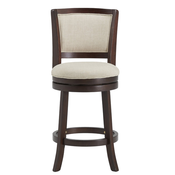 Homelegance Bentwood Swivel Counter Stool Beige Upholstered Seat Mango Wood Frame 657C1-24BL