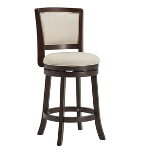 Bentwood Swivel Counter Stool Beige Upholstered Seat Mango Wood Frame