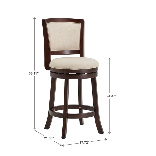 Bentwood Swivel Counter Stool Beige Upholstered Seat Mango Wood Frame