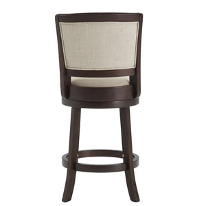 Bentwood Swivel Counter Stool Beige Upholstered Seat Mango Wood Frame