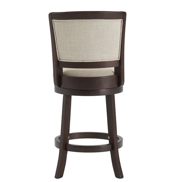 Bentwood Swivel Counter Stool Beige Upholstered Seat Mango Wood Frame