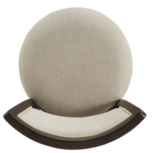 Swivel Barstool with Panel Back Foam Seat and Linen Beige Upholstery