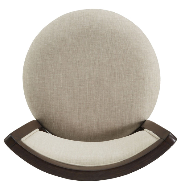 Swivel Barstool with Panel Back Foam Seat and Linen Beige Upholstery