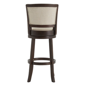 Swivel Barstool with Panel Back Foam Seat and Linen Beige Upholstery
