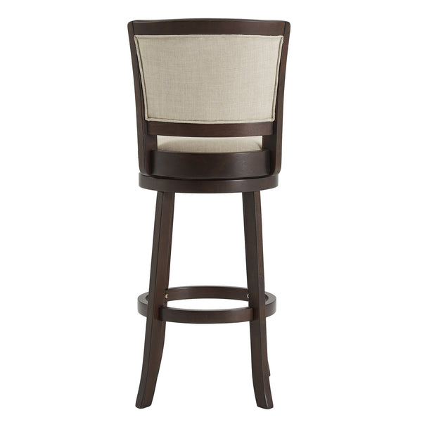 Swivel Barstool with Panel Back Foam Seat and Linen Beige Upholstery