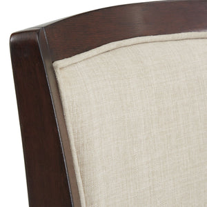 Swivel Barstool with Panel Back Foam Seat and Linen Beige Upholstery