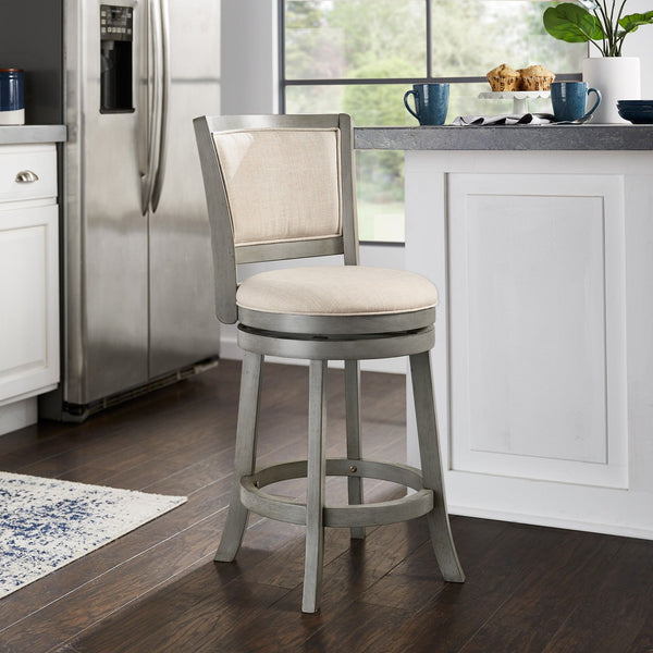 Swivel Counter Stool Upholstered Hardwood Frame for Kitchen and Bar Seating