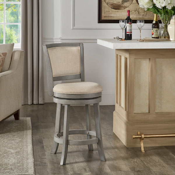 Swivel Counter Stool Upholstered Hardwood Frame for Kitchen and Bar Seating