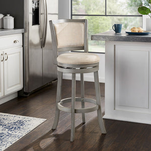 Upholstered Swivel Barstool Hardwood Frame Padded Seat for Kitchen or Home Bar