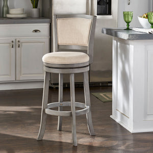 Upholstered Swivel Barstool Hardwood Frame Padded Seat for Kitchen or Home Bar