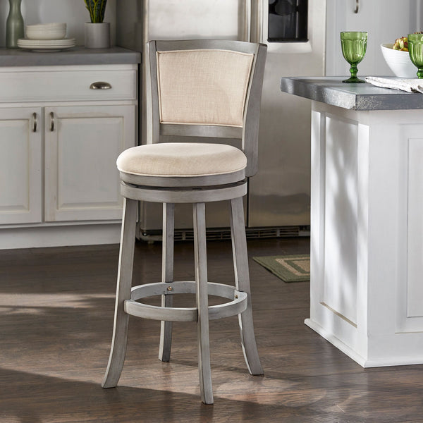 Upholstered Swivel Barstool Hardwood Frame Padded Seat for Kitchen or Home Bar