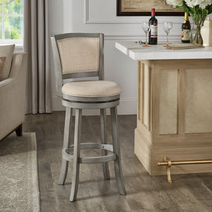 Upholstered Swivel Barstool Hardwood Frame Padded Seat for Kitchen or Home Bar