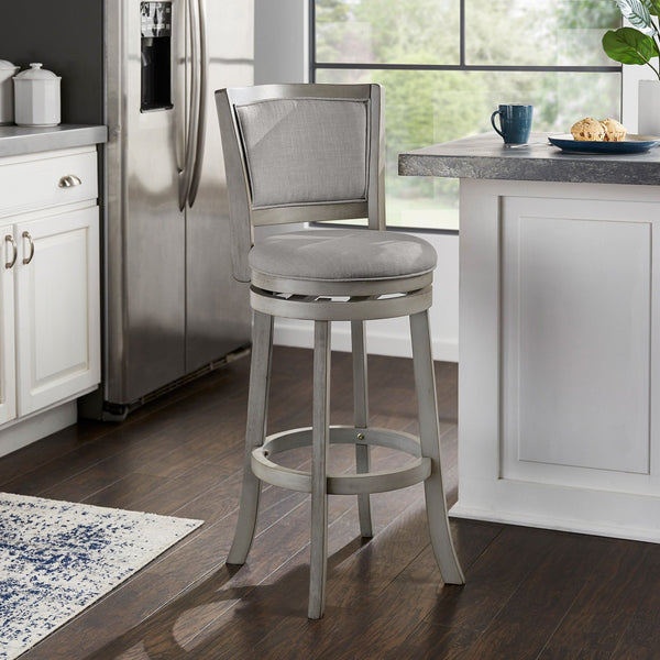 Upholstered Swivel Barstool Hardwood Frame Padded Seat for Kitchen or Home Bar