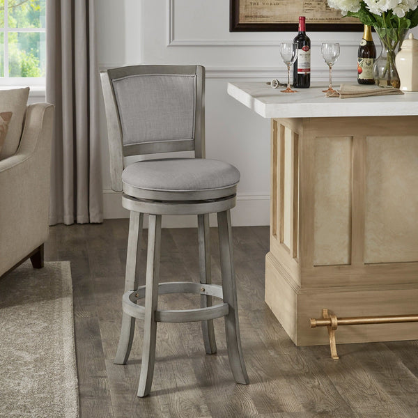 Upholstered Swivel Barstool Hardwood Frame Padded Seat for Kitchen or Home Bar