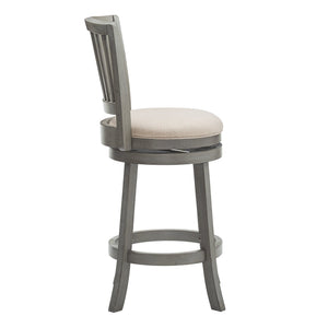 Hardwood Swivel Counter Stool with Slat Back and Padded Upholstered Seat for Kitchen