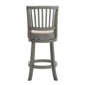 Hardwood Swivel Counter Stool with Slat Back and Padded Upholstered Seat for Kitchen