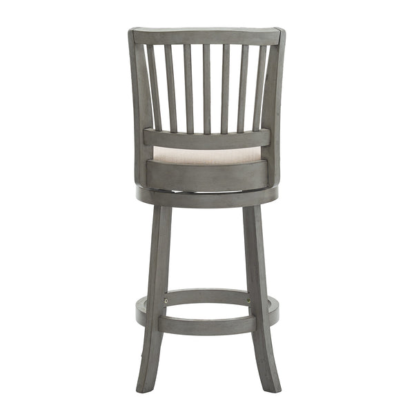 Hardwood Swivel Counter Stool with Slat Back and Padded Upholstered Seat for Kitchen