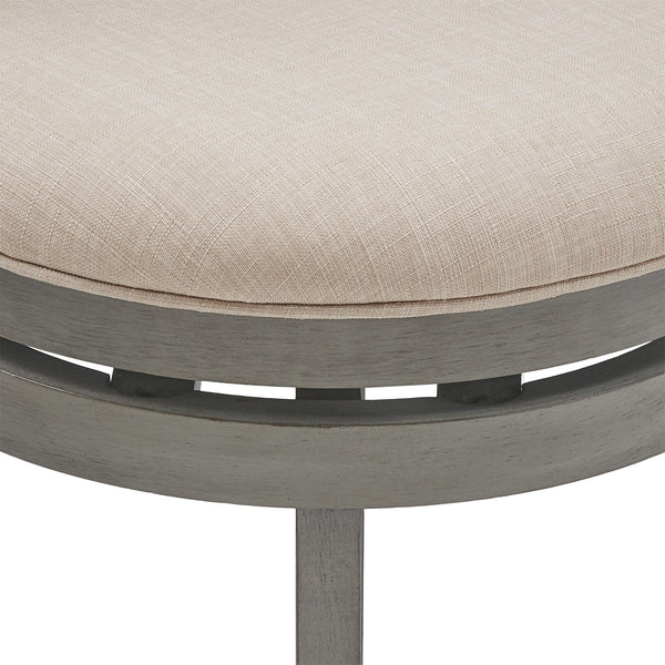 Hardwood Swivel Counter Stool with Slat Back and Padded Upholstered Seat for Kitchen