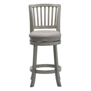 Homelegance Hardwood Swivel Counter Stool with Slat Back and Padded Upholstered Seat for Kitchen Antique Grey / Grey 657GAC2-24GL