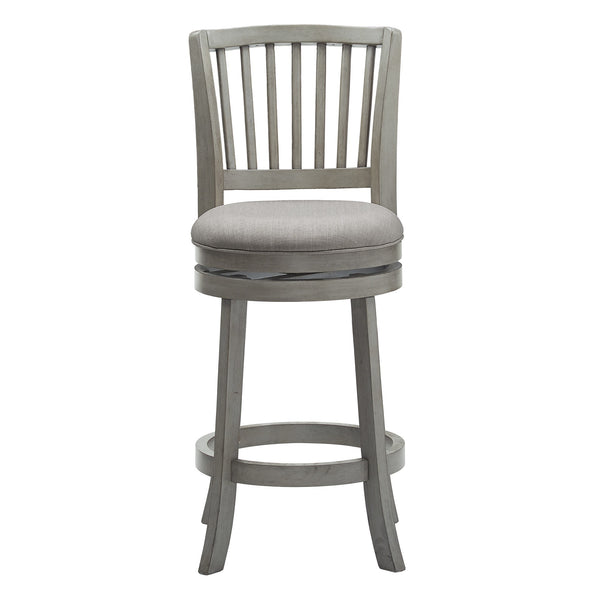 Homelegance Hardwood Swivel Counter Stool with Slat Back and Padded Upholstered Seat for Kitchen Antique Grey / Grey 657GAC2-24GL