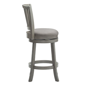 Hardwood Swivel Counter Stool with Slat Back and Padded Upholstered Seat for Kitchen