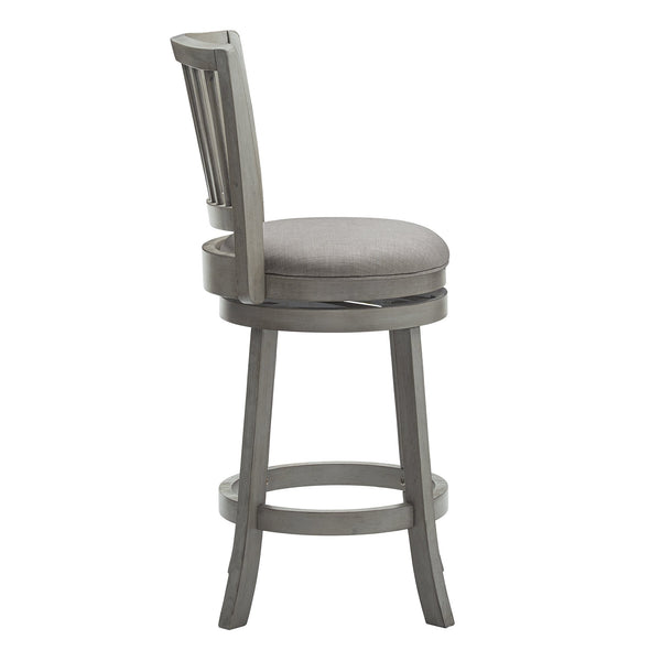 Hardwood Swivel Counter Stool with Slat Back and Padded Upholstered Seat for Kitchen