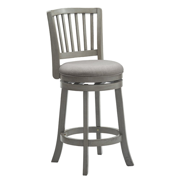 Hardwood Swivel Counter Stool with Slat Back and Padded Upholstered Seat for Kitchen