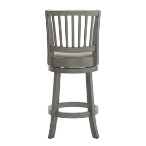 Hardwood Swivel Counter Stool with Slat Back and Padded Upholstered Seat for Kitchen