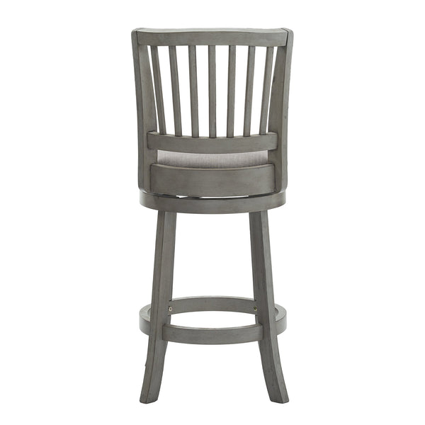 Hardwood Swivel Counter Stool with Slat Back and Padded Upholstered Seat for Kitchen