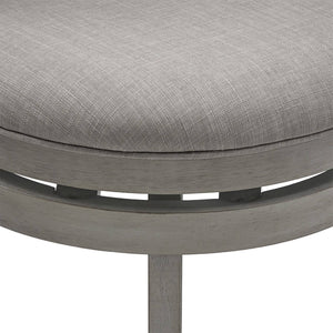 Slat Back Swivel Bar Stool with Cushioned Seat and Rubberwood Frame for Kitchen