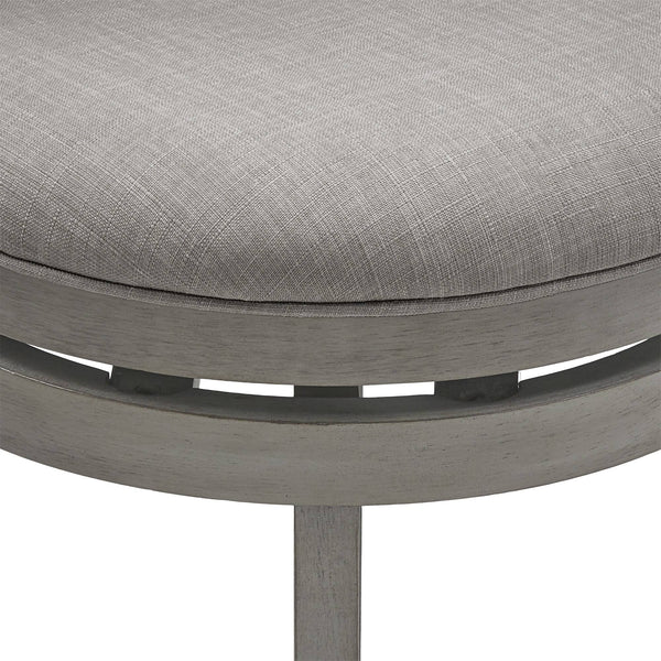Slat Back Swivel Bar Stool with Cushioned Seat and Rubberwood Frame for Kitchen