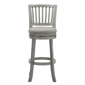 Homelegance Slat Back Swivel Bar Stool with Cushioned Seat and Rubberwood Frame for Kitchen Antique Grey / Grey 657GAC2-29GL