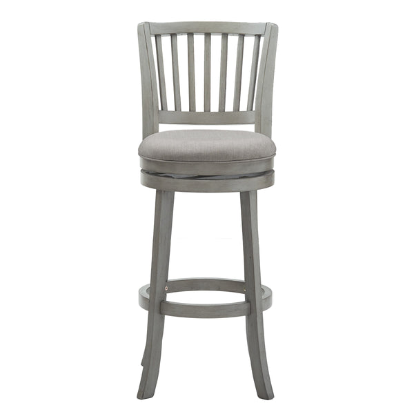 Homelegance Slat Back Swivel Bar Stool with Cushioned Seat and Rubberwood Frame for Kitchen Antique Grey / Grey 657GAC2-29GL