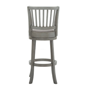 Slat Back Swivel Bar Stool with Cushioned Seat and Rubberwood Frame for Kitchen