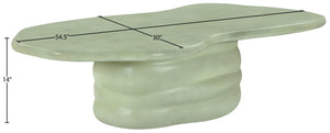 Meridian Furniture Branna Fiber Reinforced Concrete Coffee Table Art Deco Sculptural Form Indoor Outdoor Living Green 657Green-CT