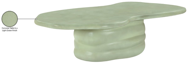 Meridian Furniture Branna Fiber Reinforced Concrete Coffee Table Art Deco Sculptural Form Indoor Outdoor Living Green 657Green-CT