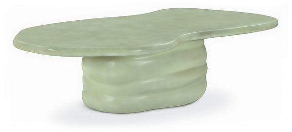 Meridian Furniture Branna Fiber Reinforced Concrete Coffee Table Art Deco Sculptural Form Indoor Outdoor Living Green 657Green-CT