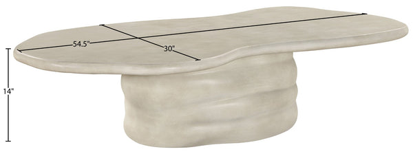 Meridian Furniture Branna Fiber Reinforced Concrete Coffee Table Art Deco Sculptural Form Indoor Outdoor Living Beige 657Sand-CT