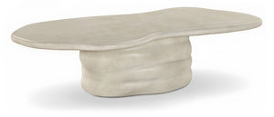 Meridian Furniture Branna Fiber Reinforced Concrete Coffee Table Art Deco Sculptural Form Indoor Outdoor Living Beige 657Sand-CT