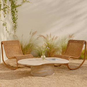 Meridian Furniture Branna Fiber Reinforced Concrete Coffee Table Art Deco Sculptural Form Indoor Outdoor Living Beige 657Sand-CT